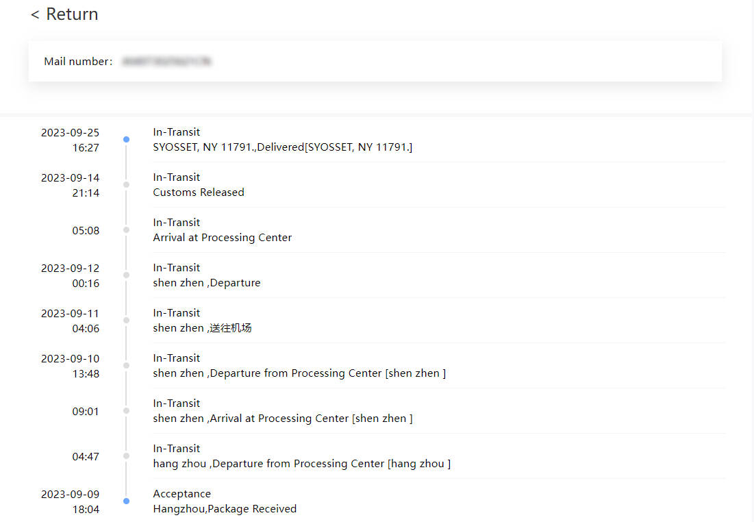 China Post tracking status