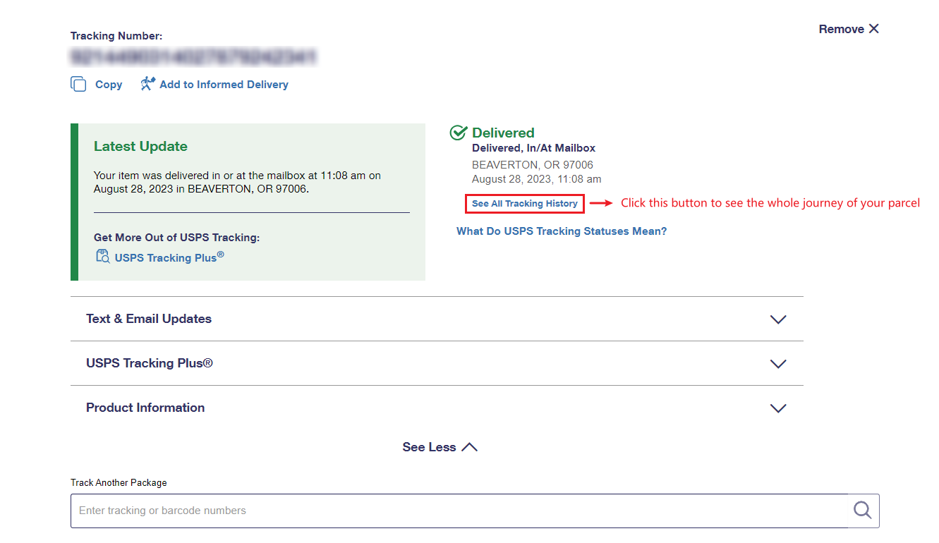 USPS tracking status